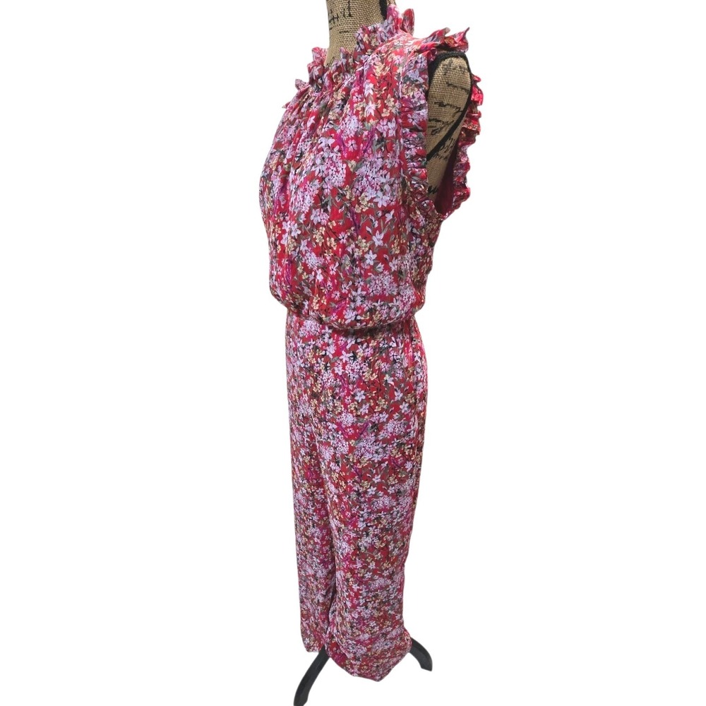 NWT Ali & Jay Anthropologie It's You Girl Wide Leg Jumpsuit Red Floral Size L - Picture 3 of 14